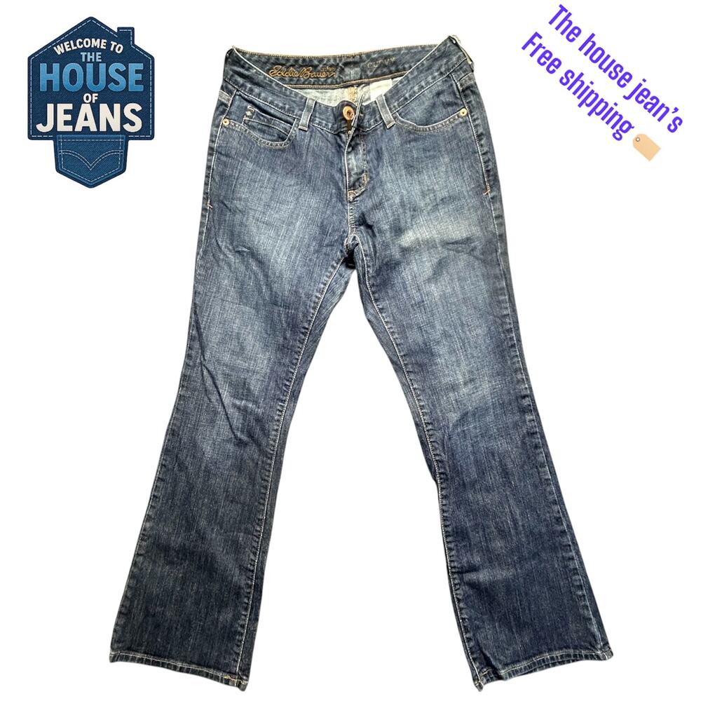 Eddie Bauer Curvy Fit Straight Leg Women’s Jeans Size 6S – Blue Stretch Denim